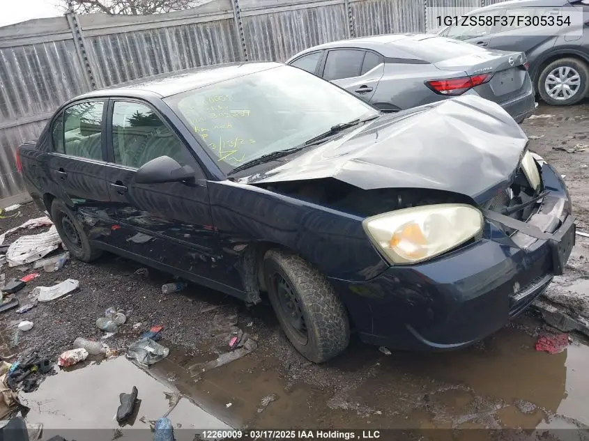 1G1ZS58F37F305354 2007 Chevrolet Malibu Ls