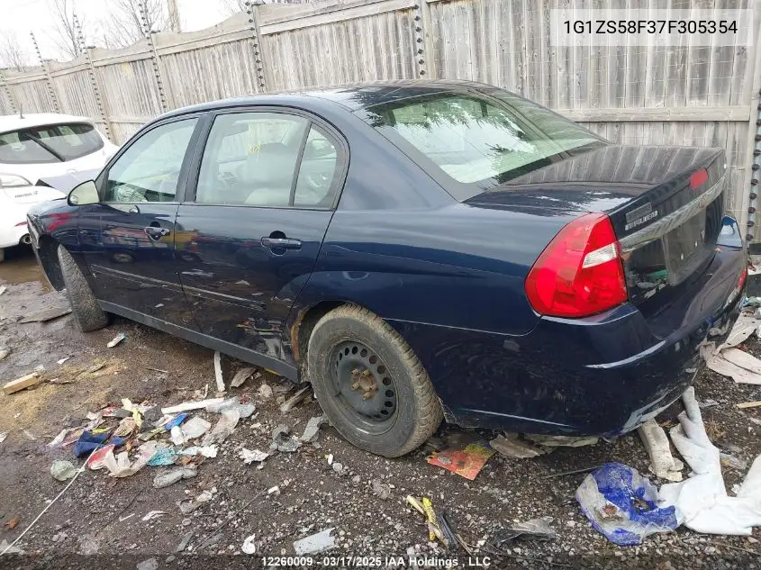 1G1ZS58F37F305354 2007 Chevrolet Malibu Ls