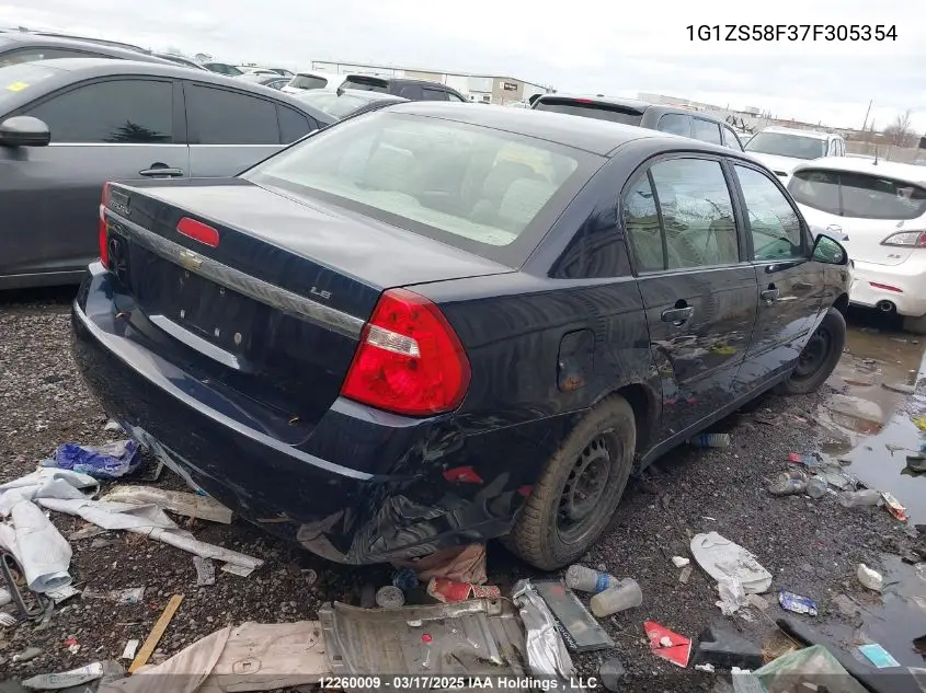 1G1ZS58F37F305354 2007 Chevrolet Malibu Ls