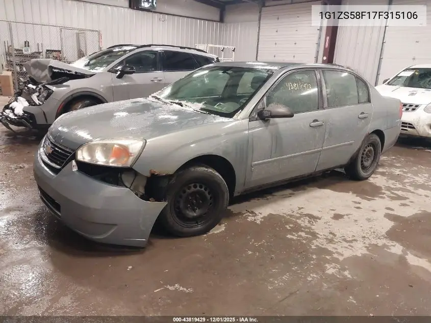 1G1ZS58F17F315106 2007 Chevrolet Malibu Ls