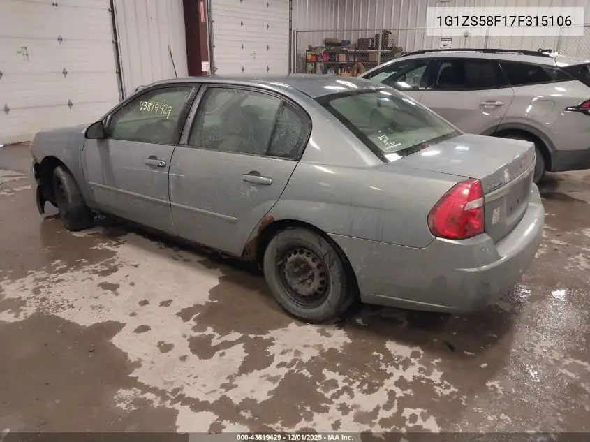1G1ZS58F17F315106 2007 Chevrolet Malibu Ls