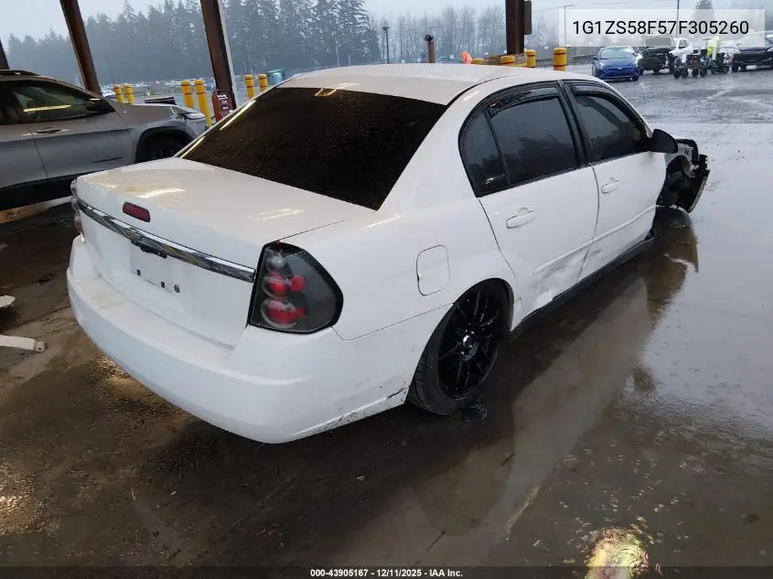 1G1ZS58F57F305260 2007 Chevrolet Malibu Ls