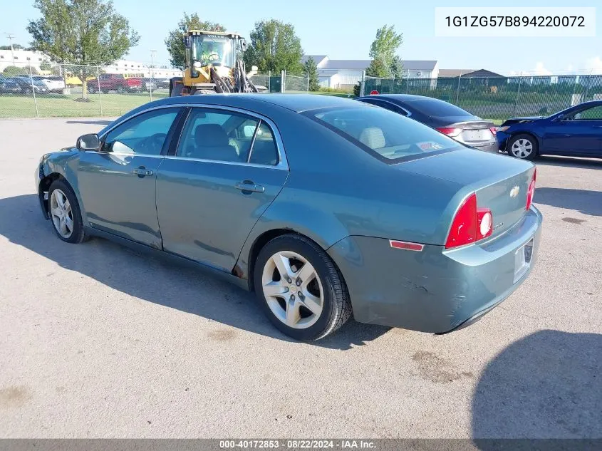 1G1ZG57B894220072 2009 Chevrolet Malibu Ls