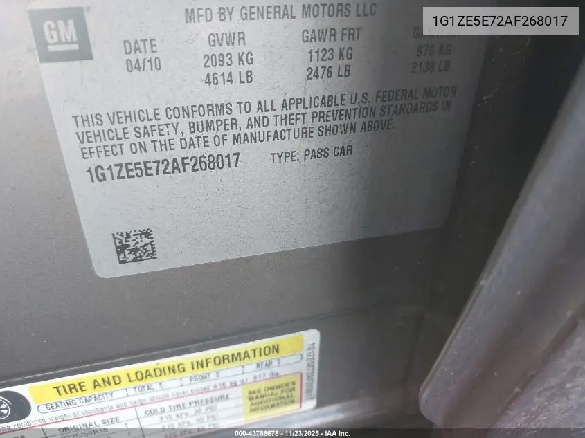 1G1ZE5E72AF268017 2010 Chevrolet Malibu Ltz
