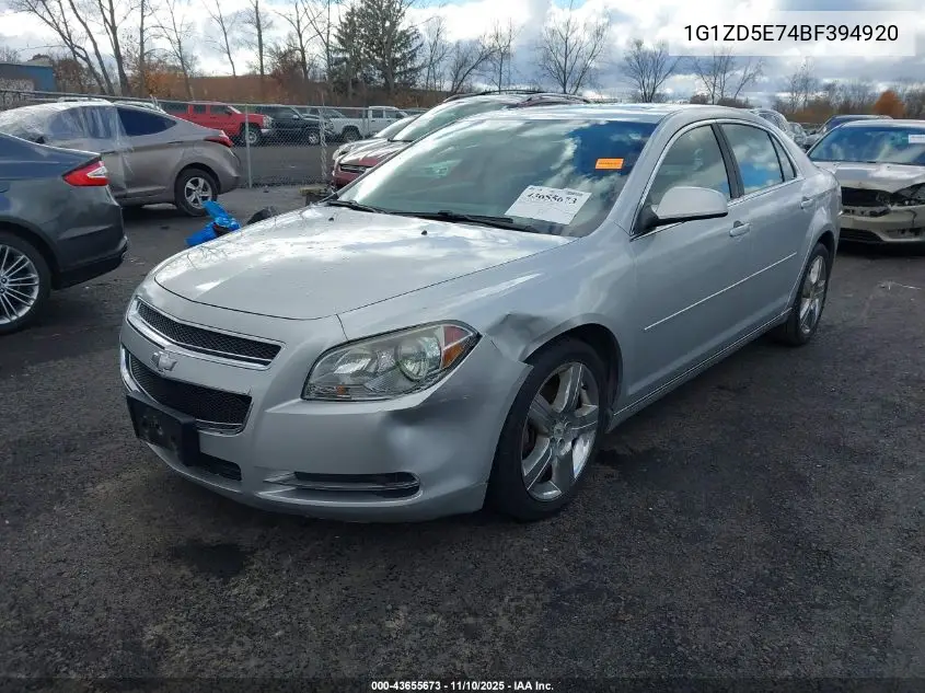 1G1ZD5E74BF394920 2011 Chevrolet Malibu 2Lt