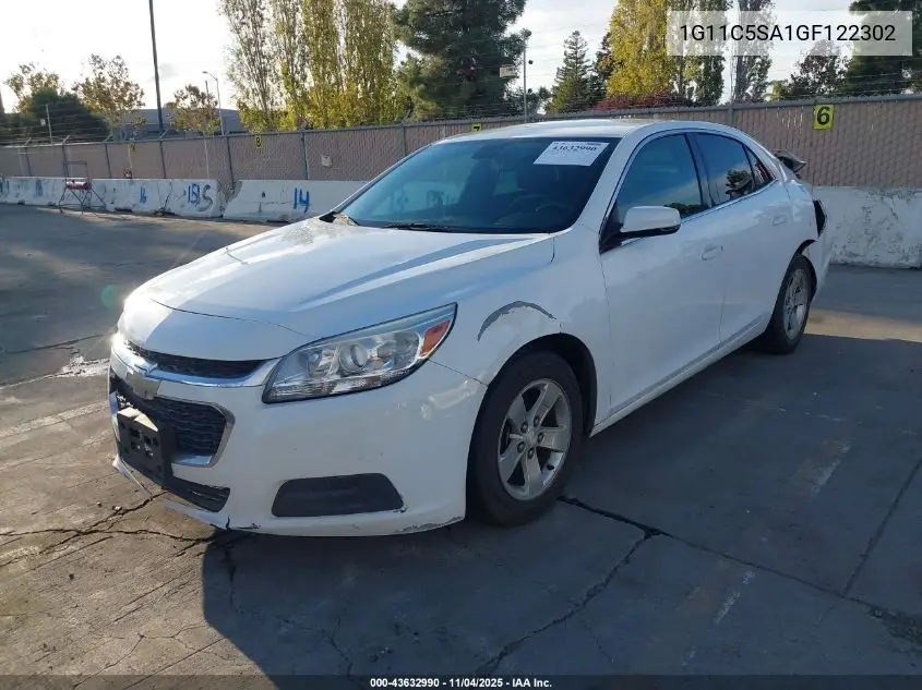 1G11C5SA1GF122302 2016 Chevrolet Malibu Limited Lt