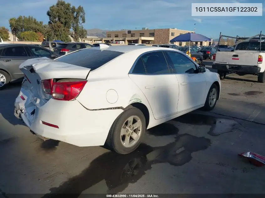 1G11C5SA1GF122302 2016 Chevrolet Malibu Limited Lt