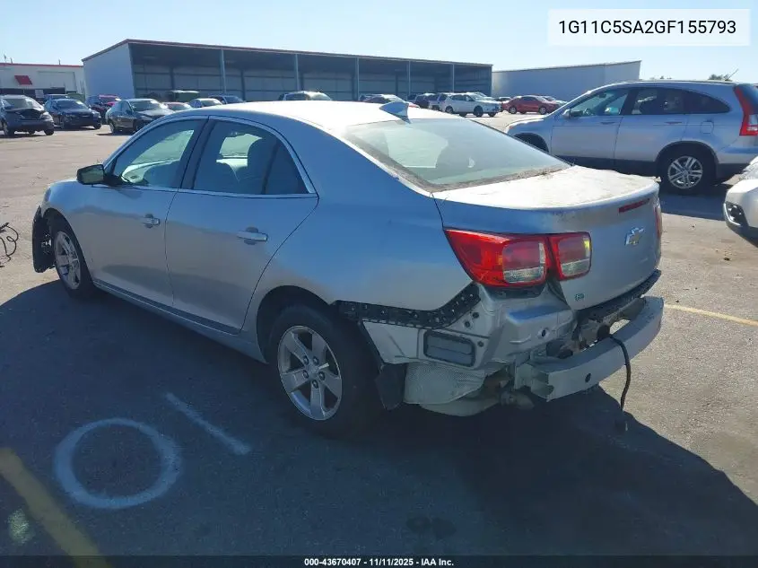 1G11C5SA2GF155793 2016 Chevrolet Malibu Limited Lt