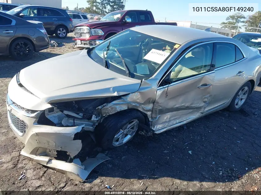 1G11C5SA8GF149240 2016 Chevrolet Malibu Limited Lt