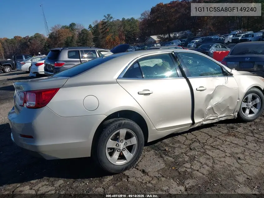 1G11C5SA8GF149240 2016 Chevrolet Malibu Limited Lt
