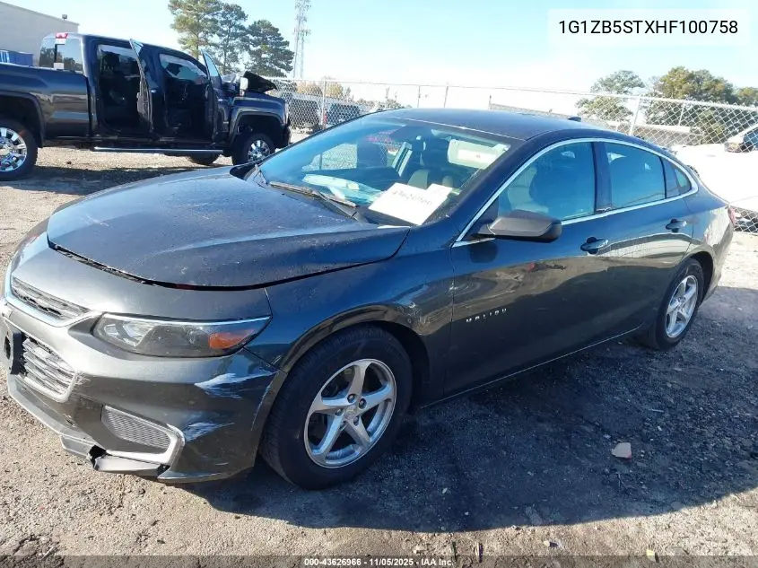 1G1ZB5STXHF100758 2017 Chevrolet Malibu Ls