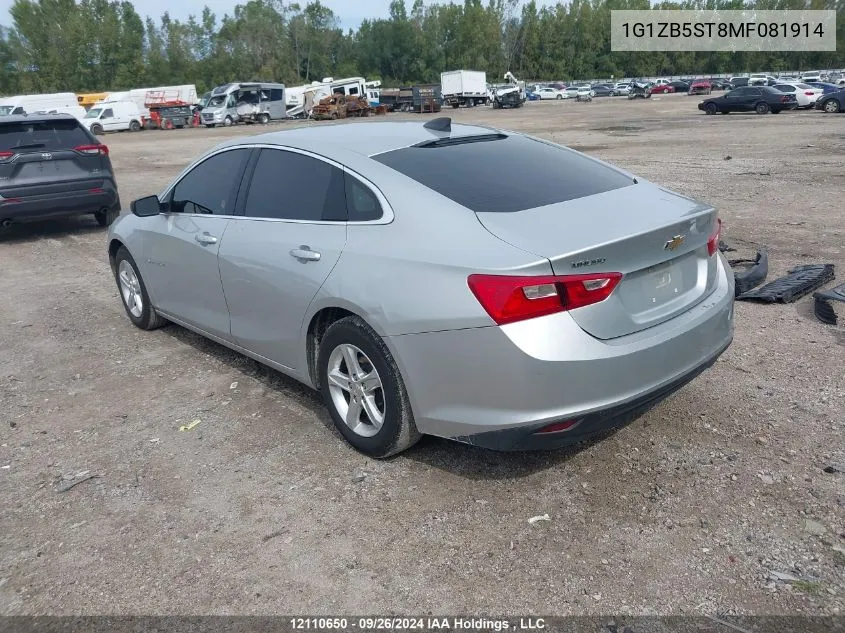 1G1ZB5ST8MF081914 2021 Chevrolet Malibu Ls