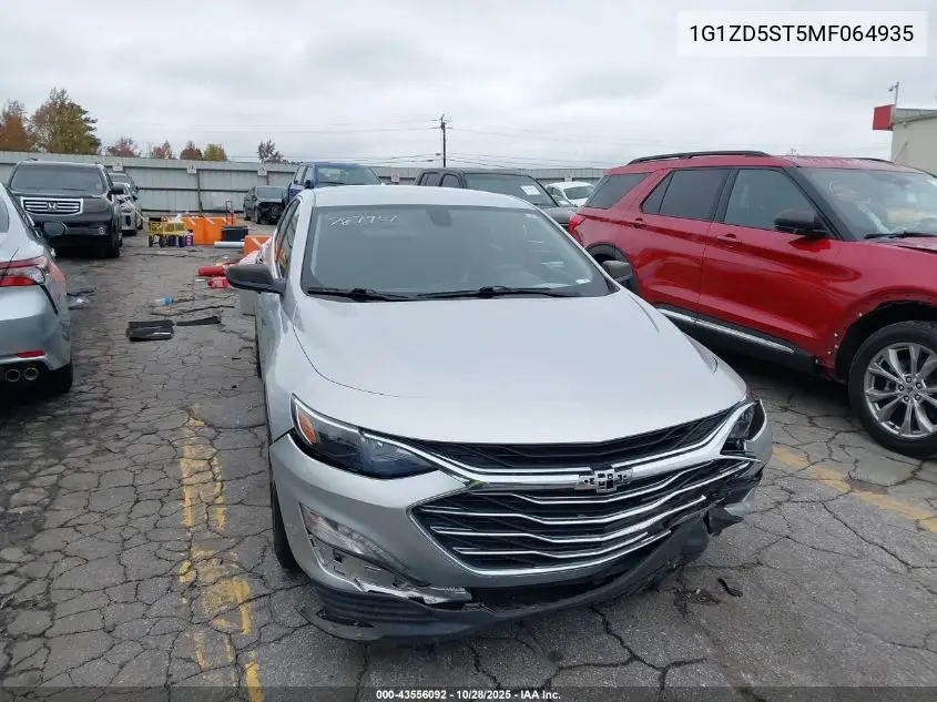 1G1ZD5ST5MF064935 2021 Chevrolet Malibu Fwd Lt