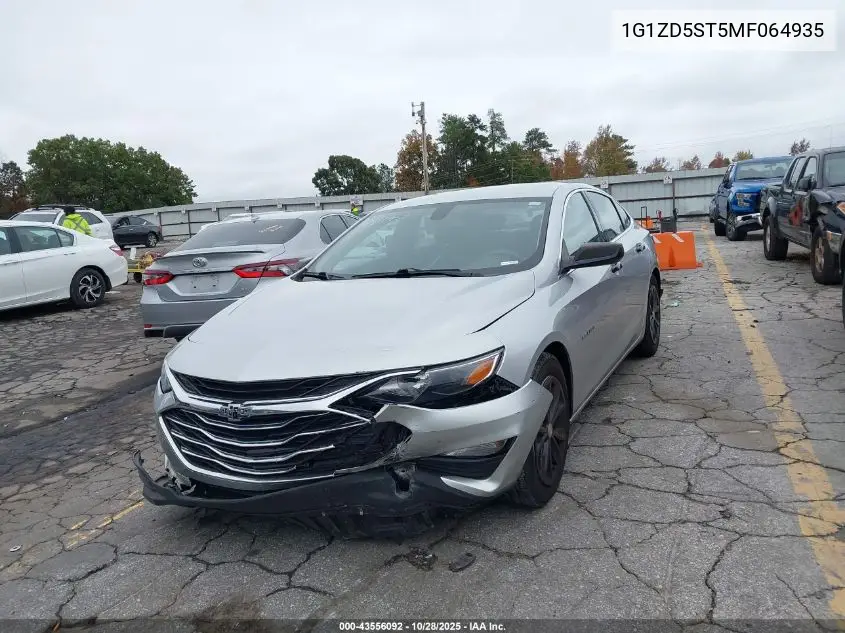 1G1ZD5ST5MF064935 2021 Chevrolet Malibu Fwd Lt