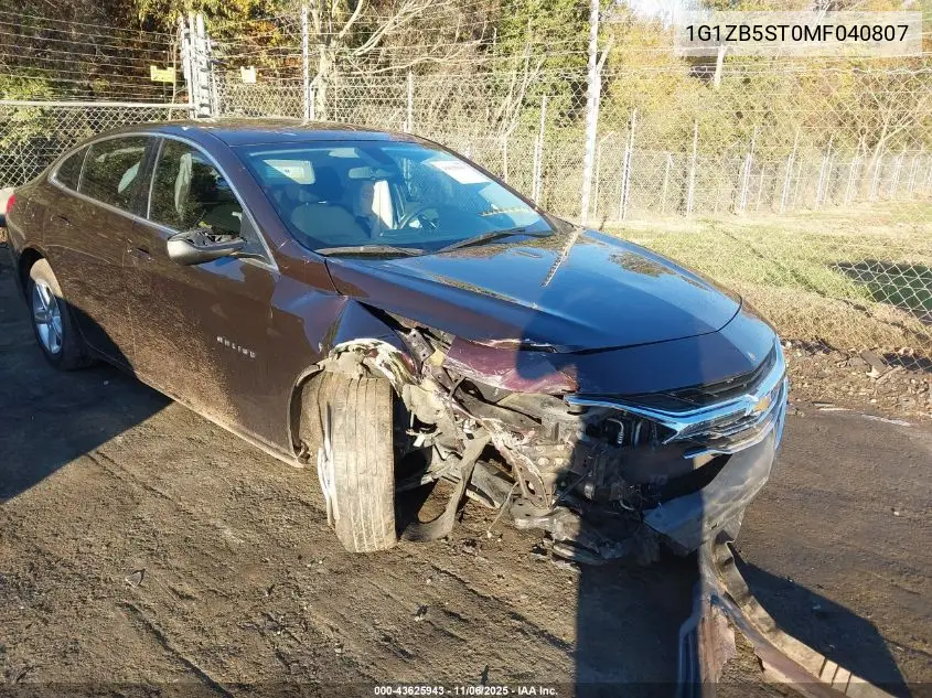 1G1ZB5ST0MF040807 2021 Chevrolet Malibu Fwd Ls
