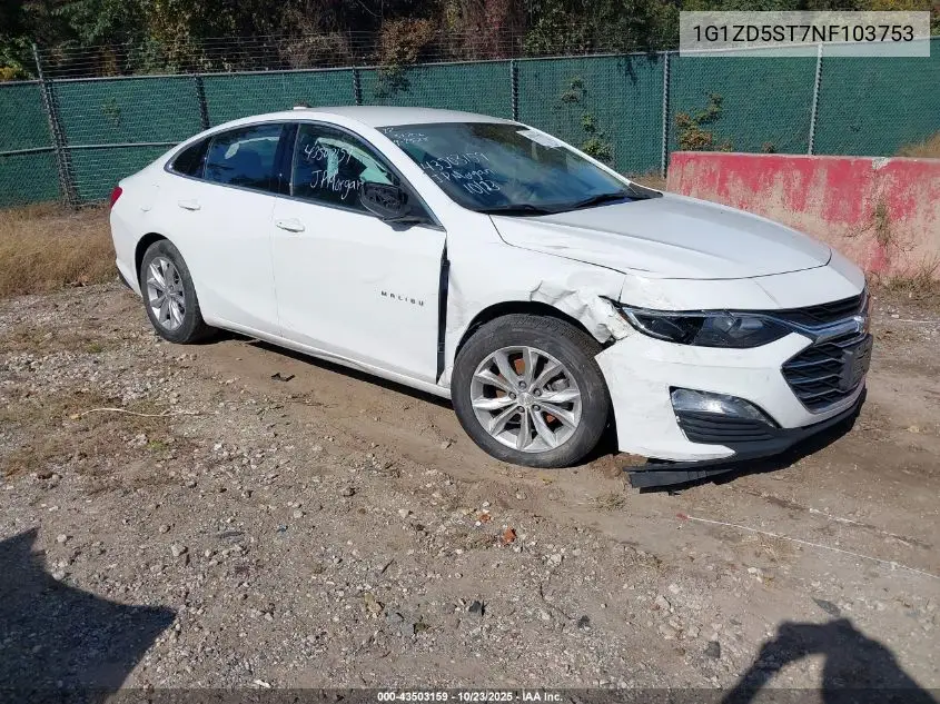 1G1ZD5ST7NF103753 2022 Chevrolet Malibu Lt