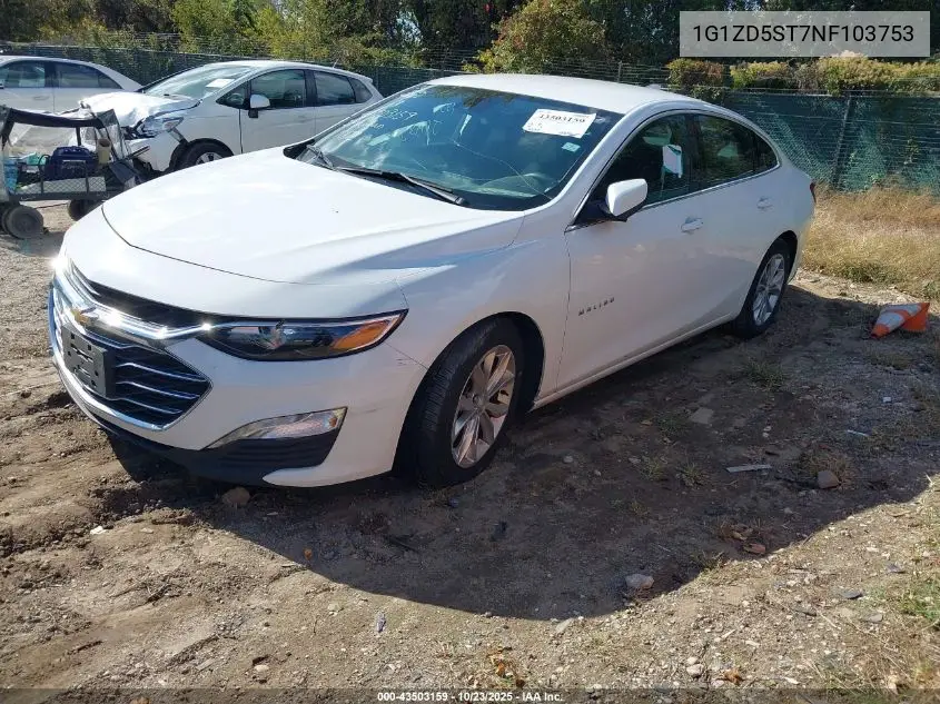 1G1ZD5ST7NF103753 2022 Chevrolet Malibu Lt