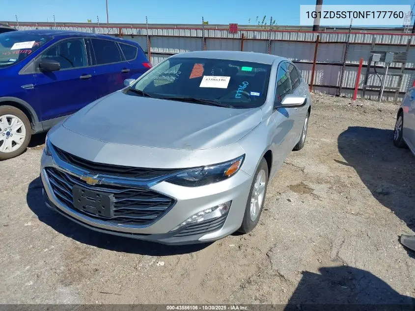 1G1ZD5ST0NF177760 2022 Chevrolet Malibu Fwd Lt