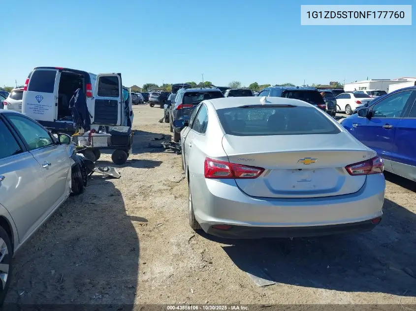 1G1ZD5ST0NF177760 2022 Chevrolet Malibu Fwd Lt