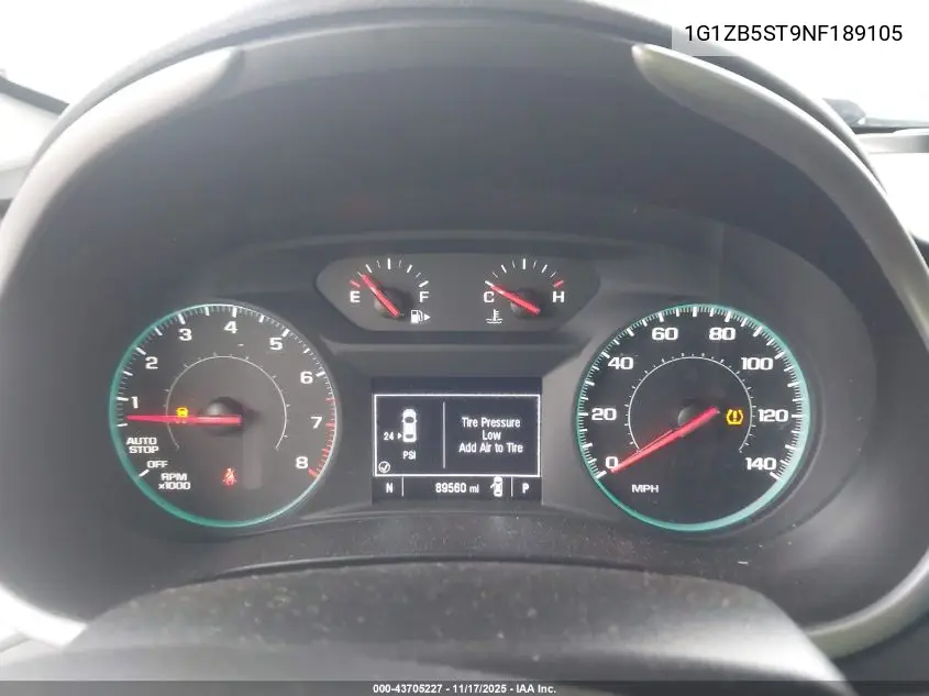 1G1ZB5ST9NF189105 2022 Chevrolet Malibu Fwd Ls