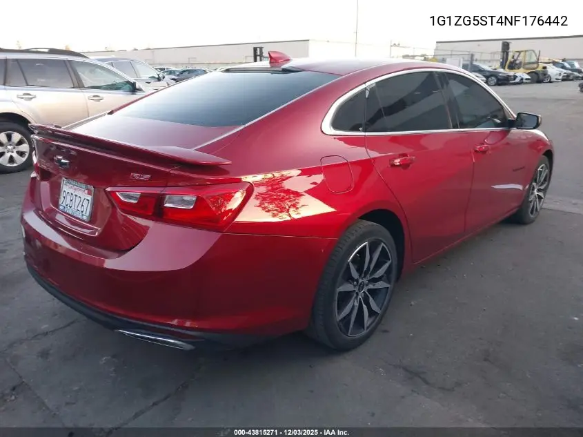 1G1ZG5ST4NF176442 2022 Chevrolet Malibu Fwd Rs