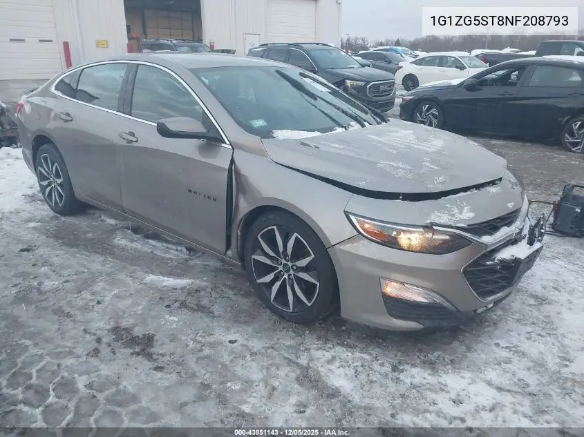 1G1ZG5ST8NF208793 2022 Chevrolet Malibu Fwd Rs