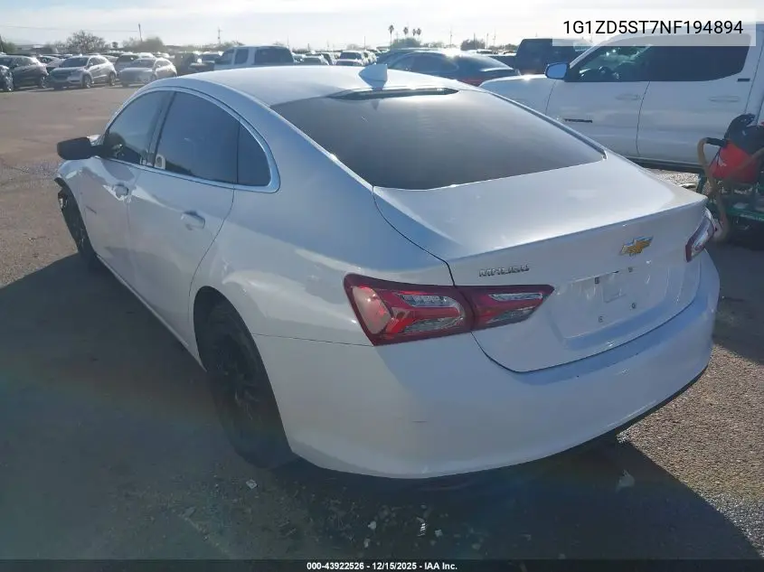 1G1ZD5ST7NF194894 2022 Chevrolet Malibu Fwd Lt