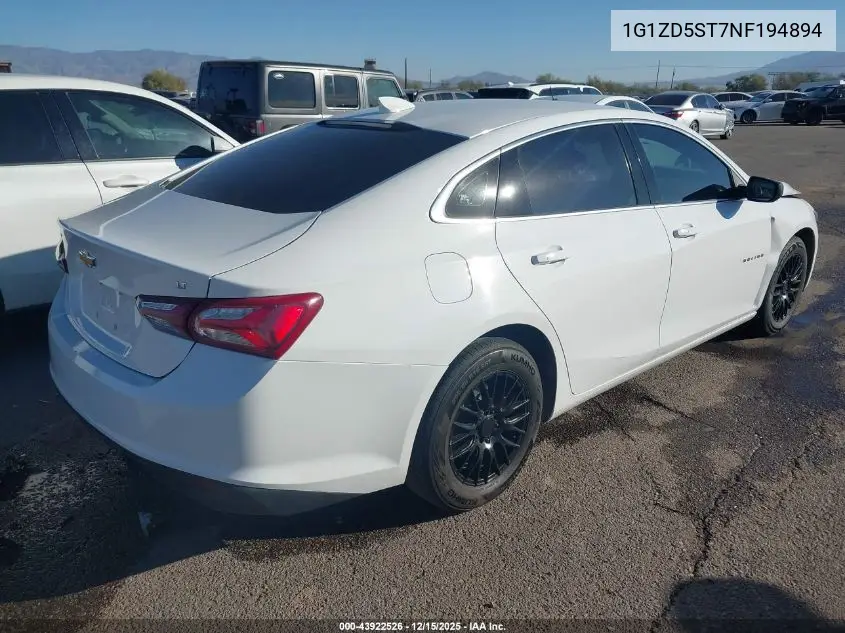 1G1ZD5ST7NF194894 2022 Chevrolet Malibu Fwd Lt