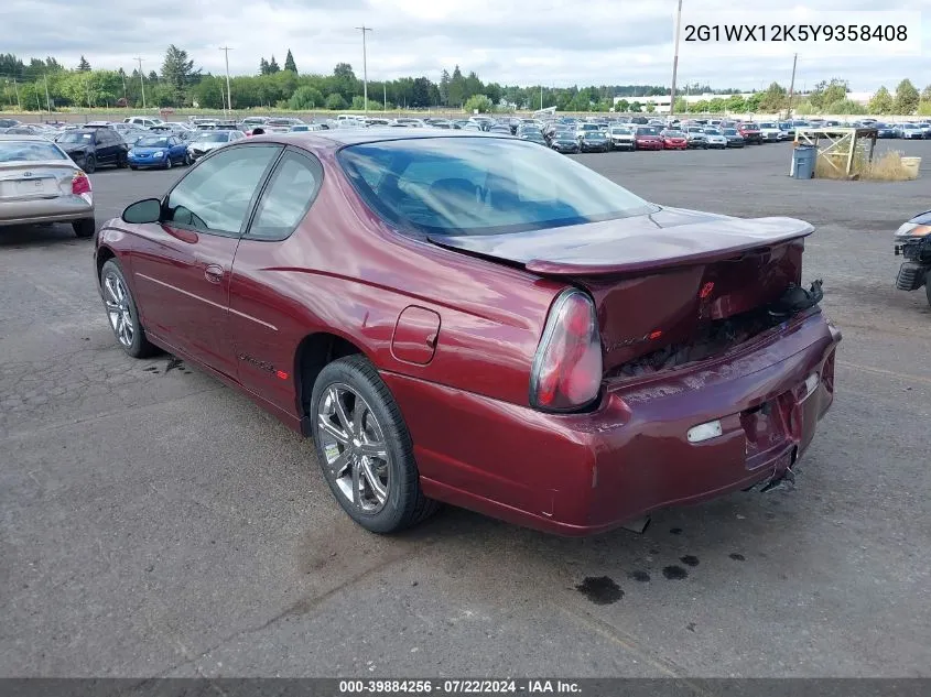 2G1WX12K5Y9358408 2000 Chevrolet Monte Carlo Ss