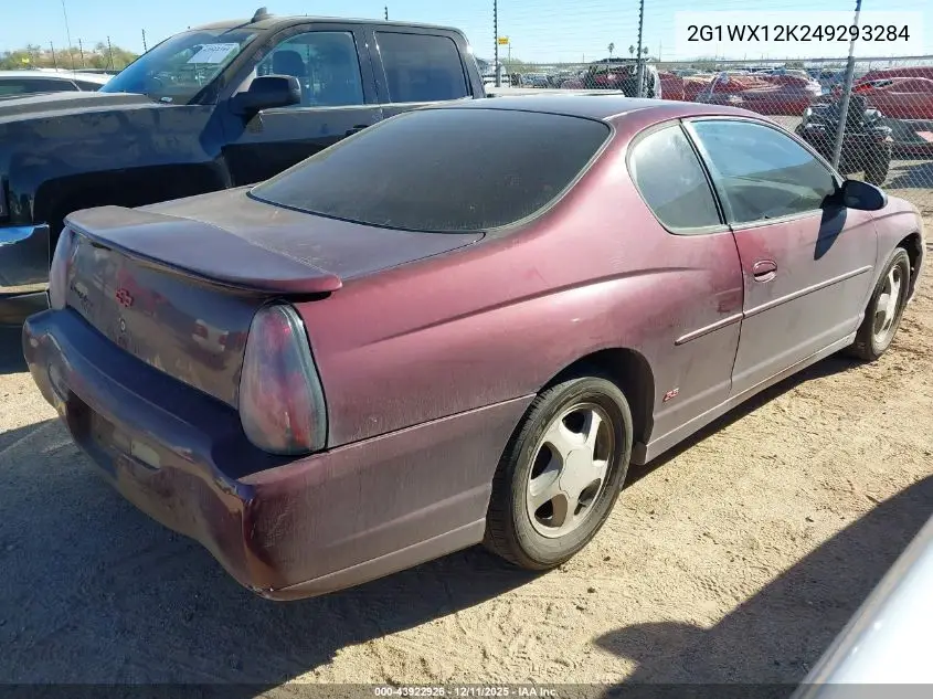 2G1WX12K249293284 2004 Chevrolet Monte Carlo Ss