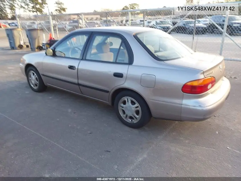 1Y1SK548XWZ417142 1998 Chevrolet Prizm Lsi