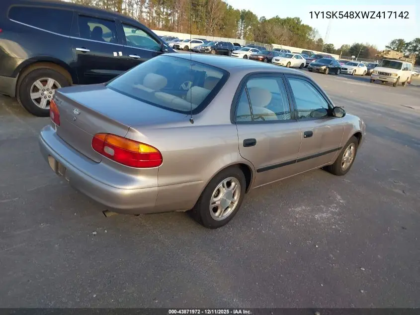 1Y1SK548XWZ417142 1998 Chevrolet Prizm Lsi