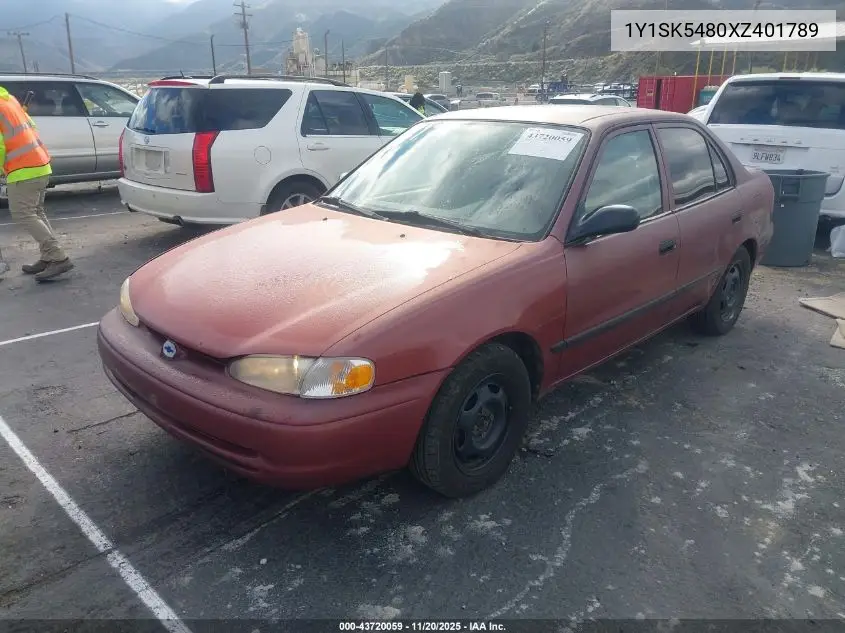 1Y1SK5480XZ401789 1999 Chevrolet Prizm