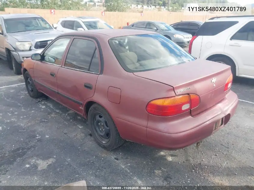 1Y1SK5480XZ401789 1999 Chevrolet Prizm
