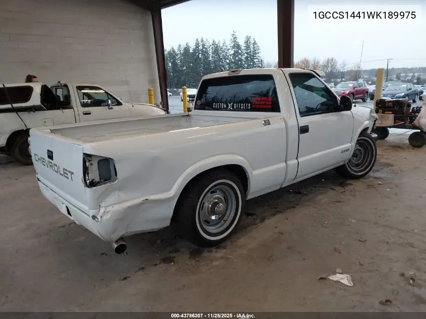 1GCCS1441WK189975 1998 Chevrolet S-10 Fleetside