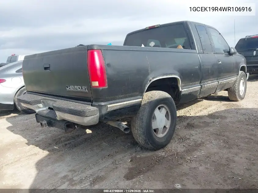 1GCEK19R4WR106916 1998 Chevrolet K1500 Fleetside