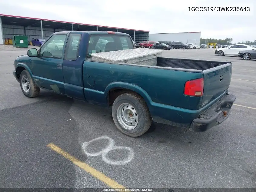 1GCCS1943WK236643 1998 Chevrolet S-10 Ls Fleetside