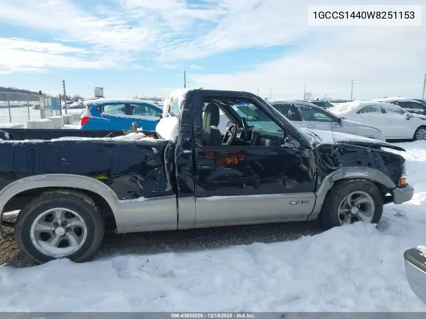1GCCS1440W8251153 1998 Chevrolet S-10 Ls Fleetside