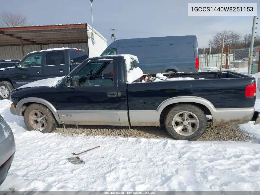 1GCCS1440W8251153 1998 Chevrolet S-10 Ls Fleetside