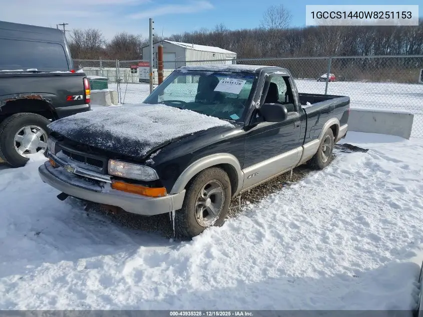 1GCCS1440W8251153 1998 Chevrolet S-10 Ls Fleetside