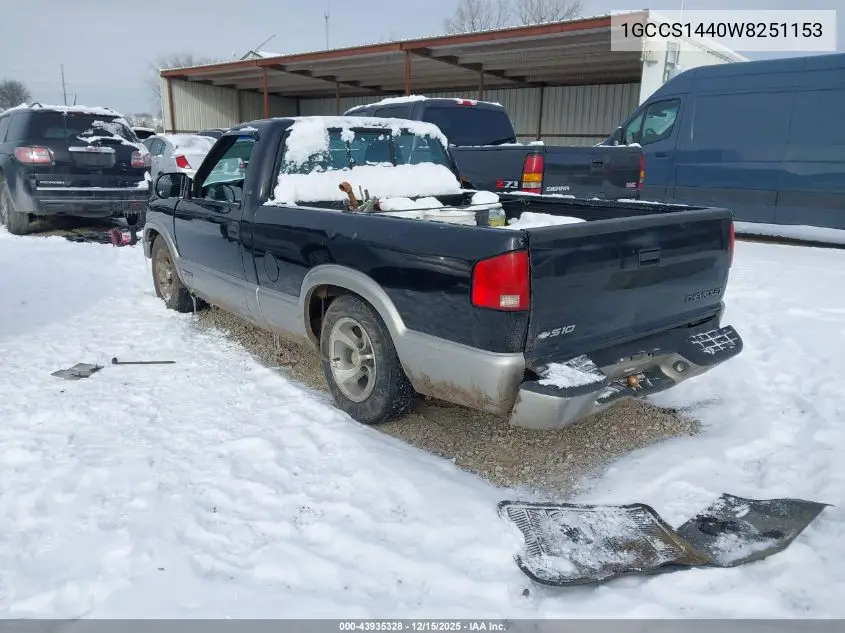 1GCCS1440W8251153 1998 Chevrolet S-10 Ls Fleetside