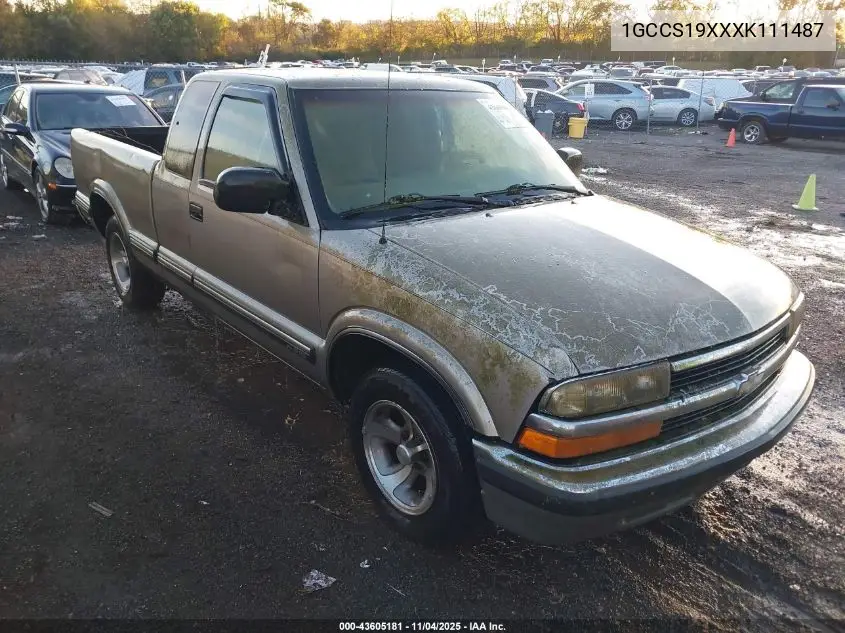 1GCCS19XXXK111487 1999 Chevrolet S-10 Ls