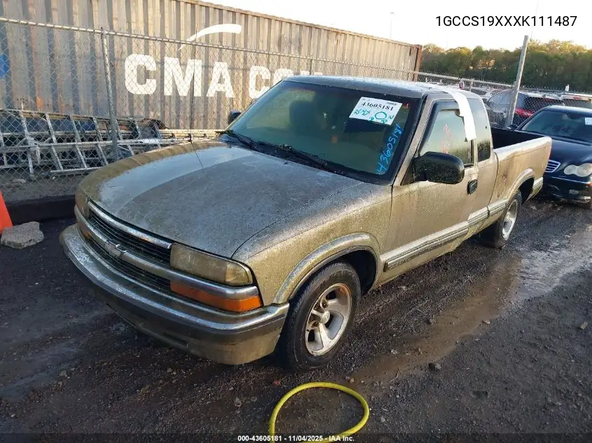 1GCCS19XXXK111487 1999 Chevrolet S-10 Ls