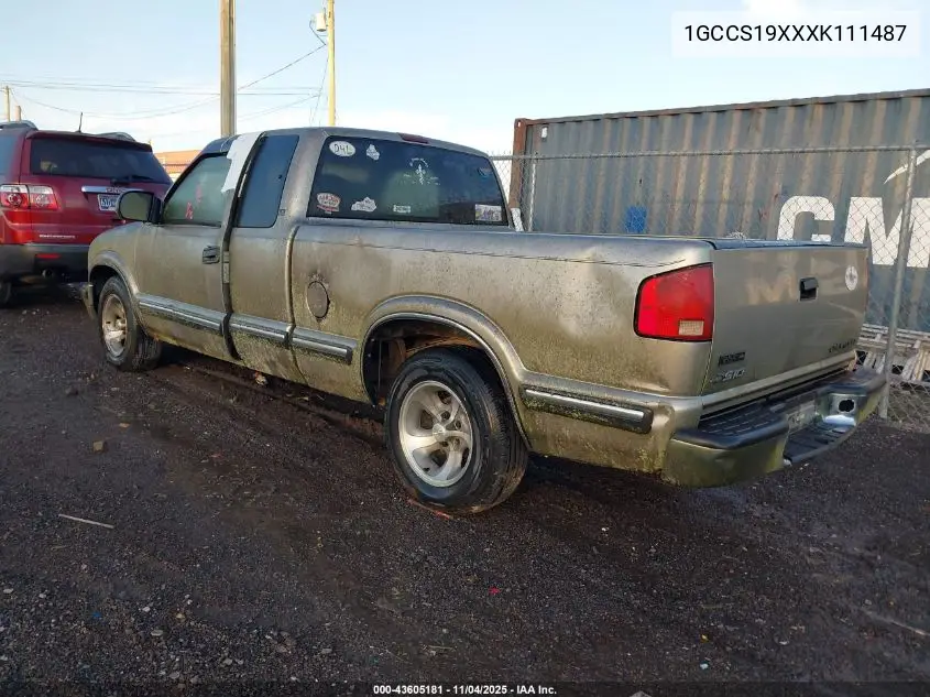1GCCS19XXXK111487 1999 Chevrolet S-10 Ls
