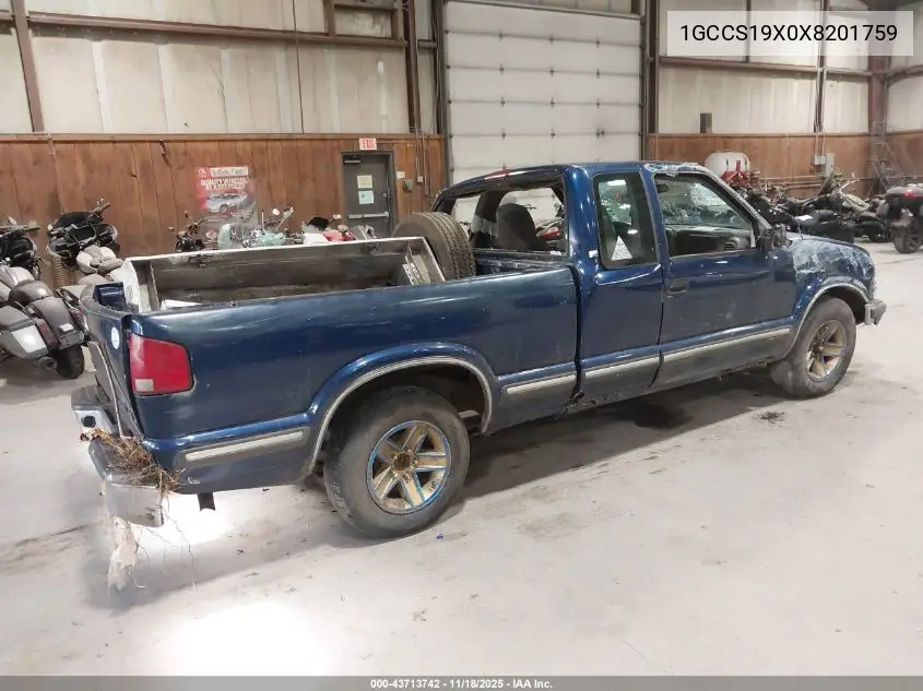 1GCCS19X0X8201759 1999 Chevrolet S-10 Ls