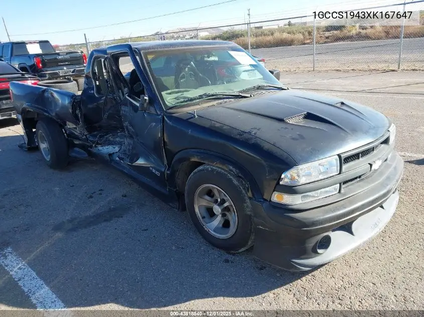1999 Chevrolet S-10 Ls VIN: 1GCCS1943XK167647 Lot: 43818540