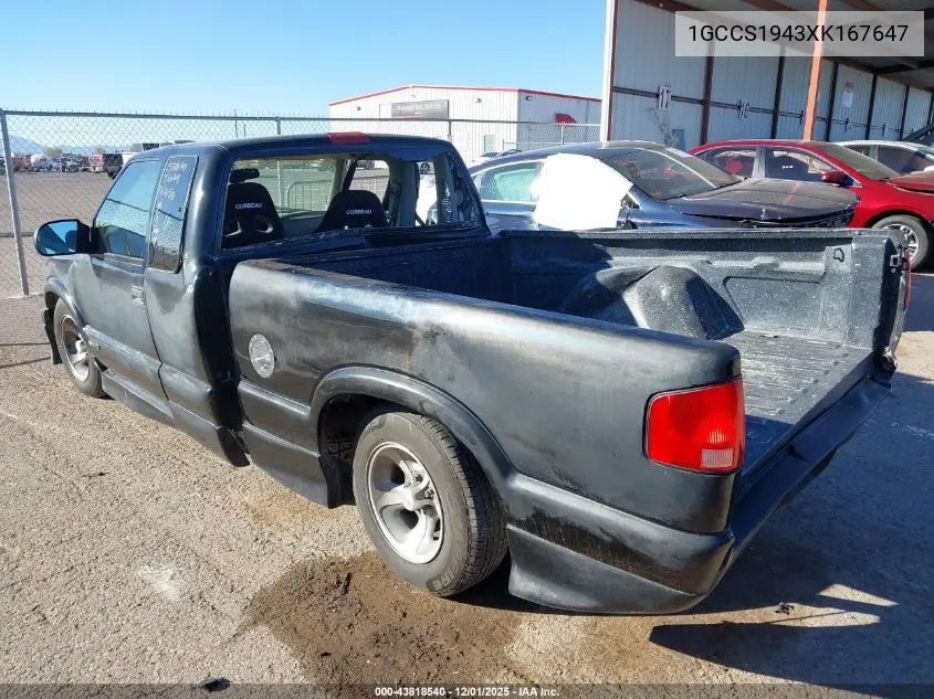 1999 Chevrolet S-10 Ls VIN: 1GCCS1943XK167647 Lot: 43818540