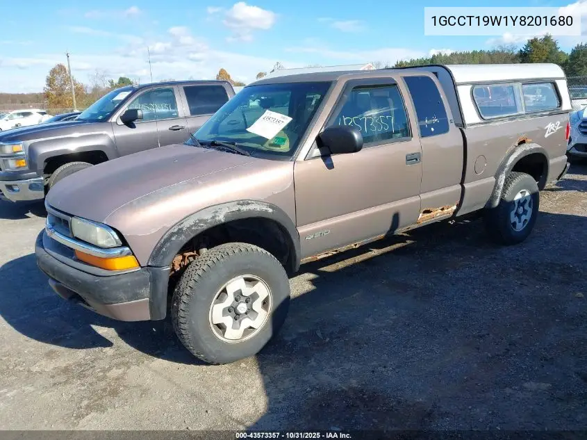1GCCT19W1Y8201680 2000 Chevrolet S-10 Ls