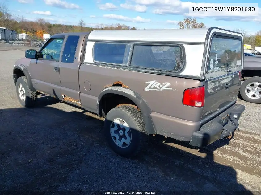 1GCCT19W1Y8201680 2000 Chevrolet S-10 Ls
