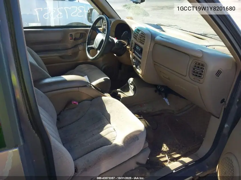 1GCCT19W1Y8201680 2000 Chevrolet S-10 Ls